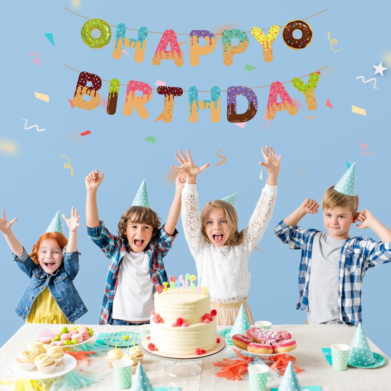 BIEUFBJI Donut Happy Birthday Banner Donut Theme Birthday Party Decorations Baby Shower Kids Birthday Party Decoration Supplies - Image 4